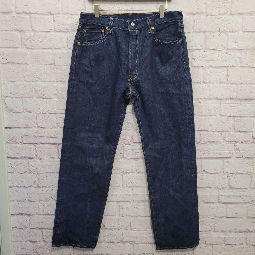 Levis 501 Shrink To Fit Denim Jean Men 36x33 Button Fly Grunge Street Work *READ